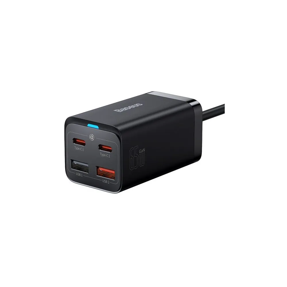 Ładowarka sieciowa Baseus GaN3 Pro 65W CCGP040101 - 2x USB-A, 2x USB-C, PD 3.0, QC 4.0, Czarna