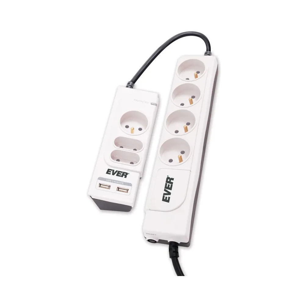 Listwa zasilająca antyprzepięciowa Ever Office 2x USB-C, 5x UTE T/LZ06-OFP018/0000 - 3 m, Biała | Sklep ITnes.pl - IT for BUSINE