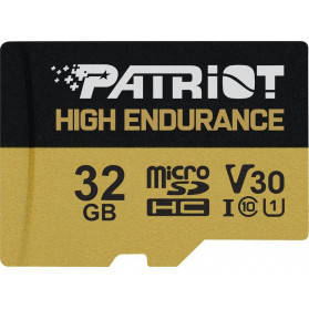 Karta pamięci Patriot microSDHC 32GB V30 High Endurance + Adapter PEF32GE31MCH - Czarna, Kolor złoty - zdjęcie 1