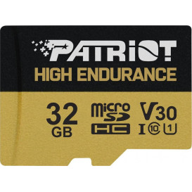 Karta pamięci Patriot microSDHC 32GB V30 High Endurance + adapter PEF32GE31MCH - Czarna, Kolor złoty