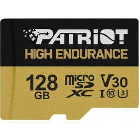 Karta pamięci Patriot microSDHC 128GB V30 High Endurance + Adapter PEF128GE31MCH - Czarna, Kolor złoty - zdjęcie 1