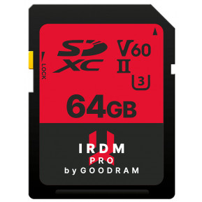 Karta pamięci GoodRAM SDXC 64GB IRDM Pro UHS-II U3 IRP-S6B0-0640R12 - zdjęcie poglądowe 1