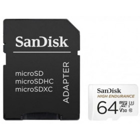 Karta pamięci SanDisk High Endurance microSDXC 64GB V30 + adapter SDSQQNR-064G-GN6IA - Biała