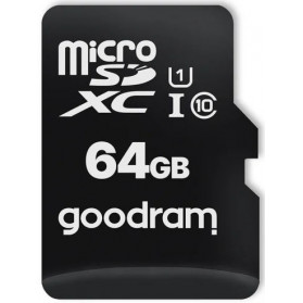 Karta pamięci GoodRAM microSD 64GB CL10 UHS I + adapter M1AA-0640R12 - Czarna