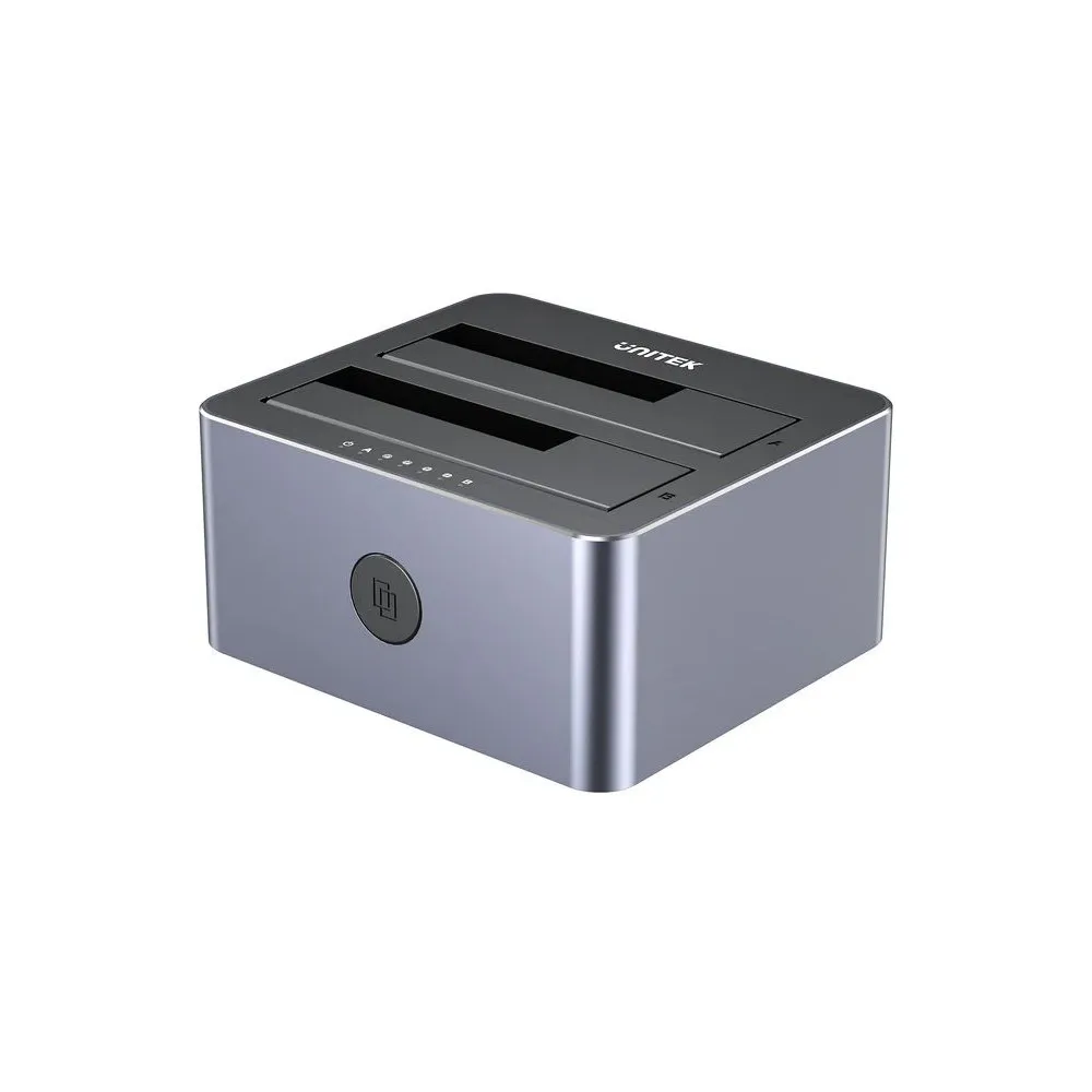 Obudowa na dysk Unitek 10Gbps Dual-Bay SATA Docking Station Y-3027GY01-EU - dyski 2,5", 3,5", M.2 2280, Szara