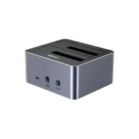 Obudowa na dysk Unitek 10Gbps Dual-Bay SATA Docking Station Y-3027GY01-EU - dyski 2,5", 3,5", M.2 2280, Szara