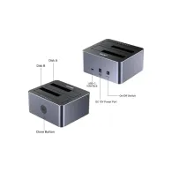 Obudowa na dysk Unitek 10Gbps Dual-Bay SATA Docking Station Y-3027GY01-EU - dyski 2,5", 3,5", M.2 2280, Szara