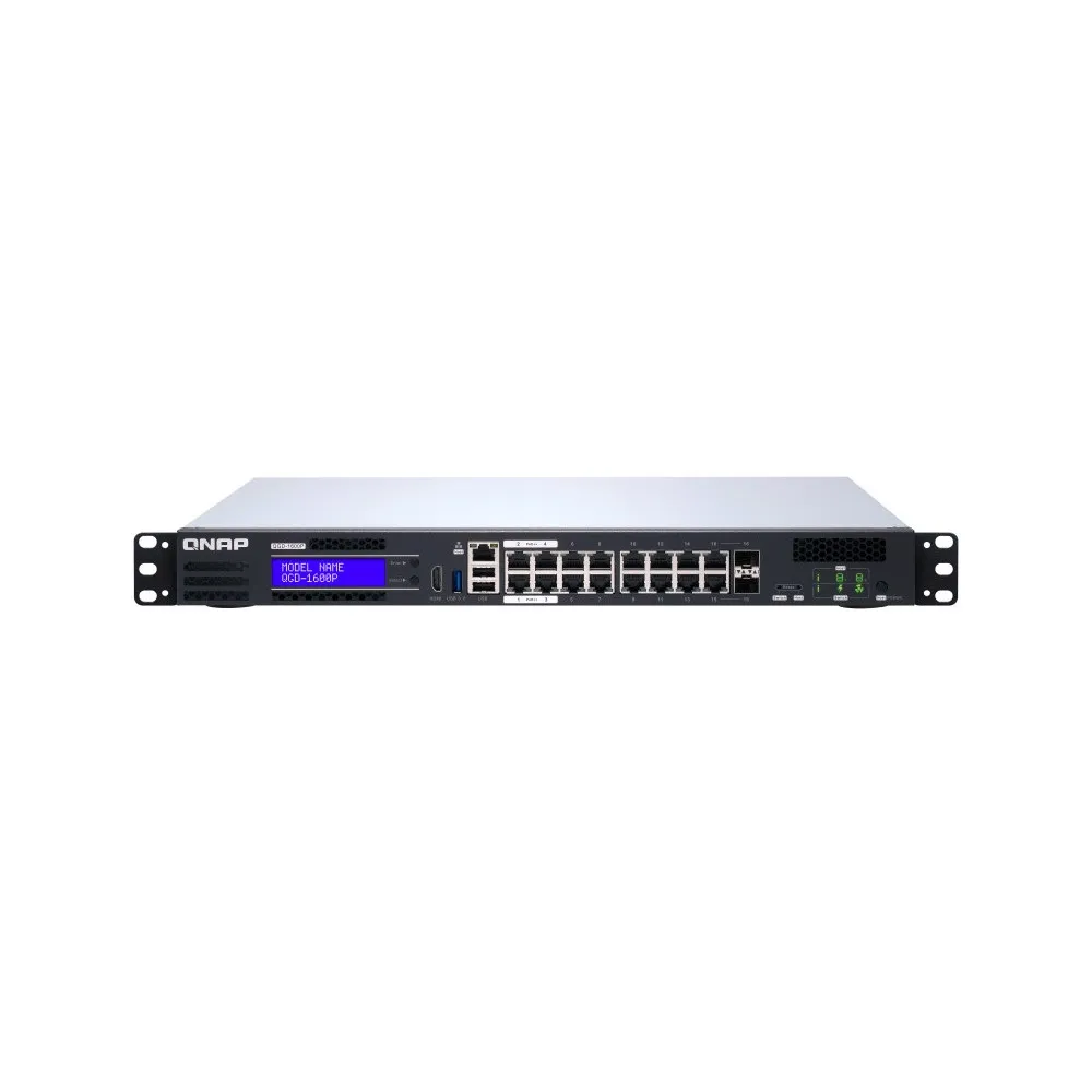 Switch zarządzalny QNAP QGD-1600-4G, 16x 1GbE Rj45, 2x 1GbE RJ45|SFP combo, Celeron J4115, 4GB RAM, 2x wnęki na dyski 2.5", PoE Switch zarządzalny QNAP QGD-1600-4G, 16x 1GbE Rj45, 2x 1GbE RJ45|SFP combo, Celeron J4115, 4GB RAM, 2x wnęki na dyski 2.5", PoE