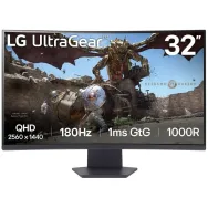Monitor LG UltraGear 32GS60QC-B 32GS60QC-B.AEUQ, 31,5", 2560x1440 (QHD), 180Hz, zakrzywiony, VA, FreeSync, HDR, 1 ms, Czarny | S