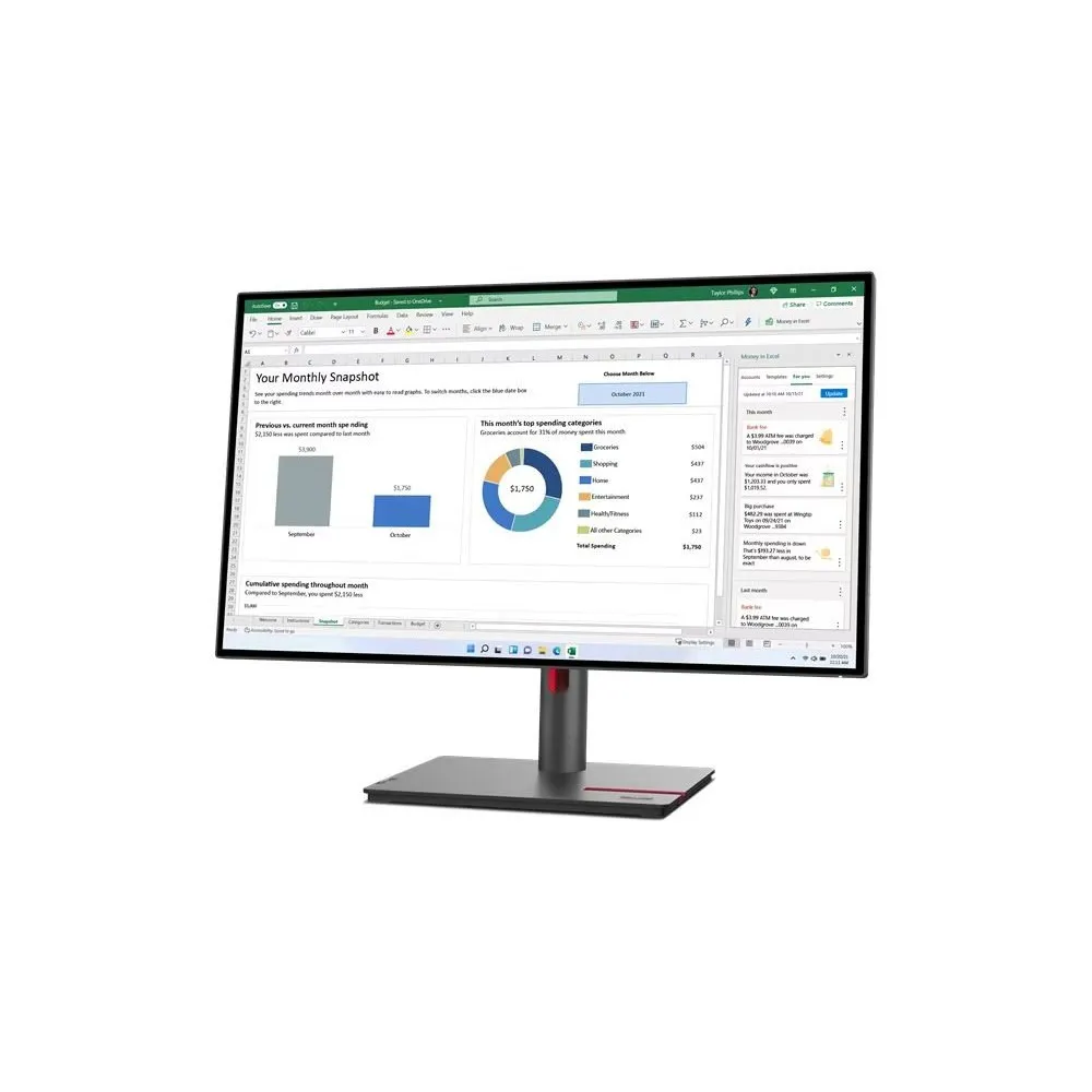 Monitor Lenovo ThinkVision P27h-30 63A1GAT1EU - 27"/2560x1440 (QHD)/60Hz/IPS/HDR/6,000 ms/pivot/USB-C/Czarny - zdjęcie
