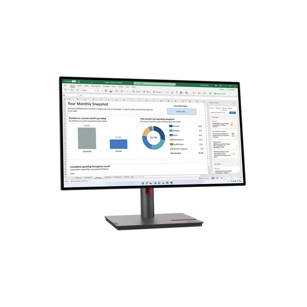 Monitor Lenovo ThinkVision P27h-30 63A1GAT1EU - 27"/2560x1440 (QHD)/60Hz/IPS/HDR/6,000 ms/pivot/USB-C/Czarny - zdjęcie