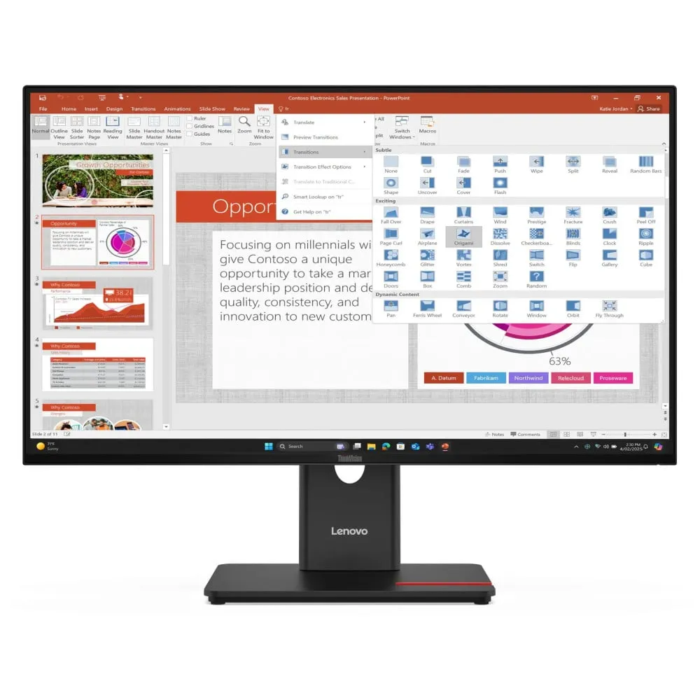 Monitor Lenovo ThinkVision T27-40 64A5MAT6EU, 27", 1920x1080 (FHD), 48Hz-120Hz, IPS, 6 ms, pivot, USB-C, Czarny | Sklep ITnes.pl