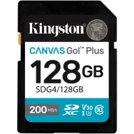 Karta pamięci Kingston SD 128GB Canvas Go Plus SDG4/128GB - 200|100MB|s, Class 10, UHS-I, U3, V30