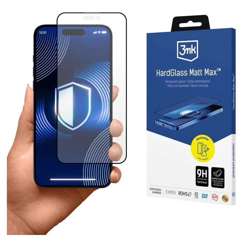 Matowe szkło hartowane 3mk HardGlass Matt Max do iPhone 16 5903108588874