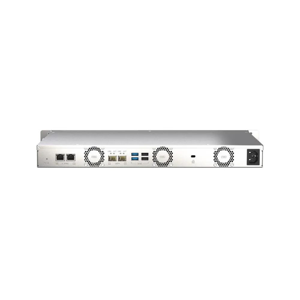 Serwer NAS QNAP Rack TS-435XEU-4G - Rack (1U)/Marvell OCTEON TX2 CN9130/CN9131 ARMv8 Cortex-A72/4 GB RAM/4 wnęki/3 lata CI - zdjęcie