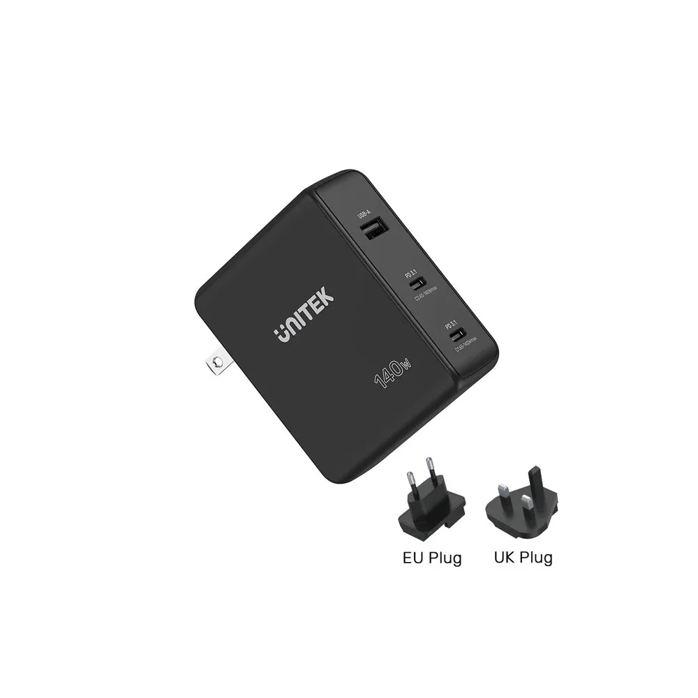 Ładowarka sieciowa Unitek P1115A GaN 2x USB-C 1x USB-A - 140W, Czarna