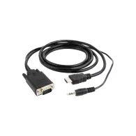 Adapter Gembird A-HDMI-VGA-03-6 HDMI M, D-Sub (VGA), Jack stereo 3,5 mm M, 1,8m, kolor czarny) | Sklep ITnes.pl, IT for BUSINESS