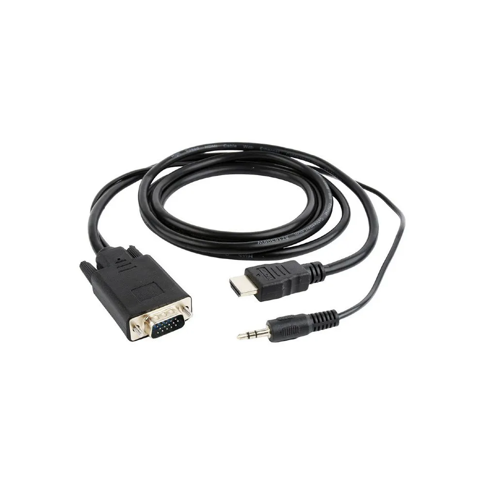 Adapter Gembird A-HDMI-VGA-03-6 HDMI M, D-Sub (VGA), Jack stereo 3,5 mm M, 1,8m, kolor czarny) | Sklep ITnes.pl, IT for BUSINESS