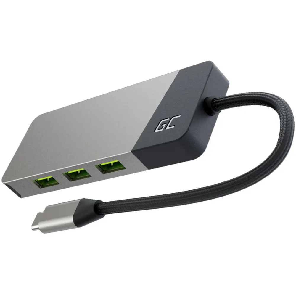 Replikator portów Green Cell Connect USB-C 7-in-1 HUBGC01 - 3x USB 3.1, 1x USB-C PD 85W, 1x HDMI 4K 60Hz, RJ-45, SD i microSD
