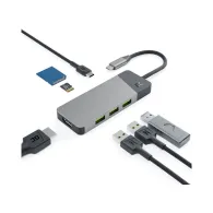 Replikator portów Green Cell Connect USB-C 7-in-1 HUBGC01 - 3x USB 3.1, 1x USB-C PD 85W, 1x HDMI 4K 60Hz, RJ-45, SD i microSD