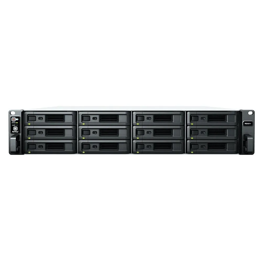 Serwer NAS Synology Rack Plus RS2421JQO9 - Rack (2U)/AMD Ryzen V1500B/4 GB RAM/40 TB/12 wnęk/3 lata Carry-in