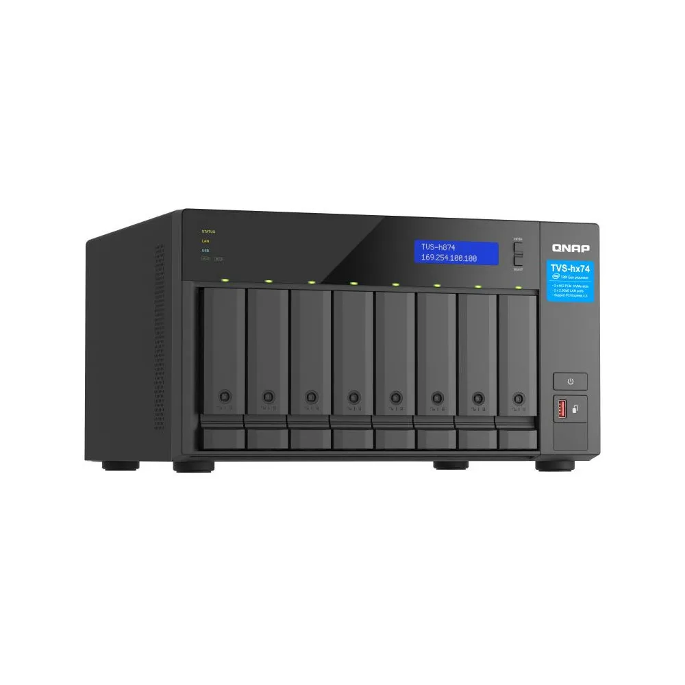 Zdjęcie produktu Serwer NAS QNAP Tower TVS-H874-I5-03L - Tower/Intel Core i5-12400/32 GB RAM/36 TB/1 TB cache/8 wnęk/2 x M.2/hot-swap