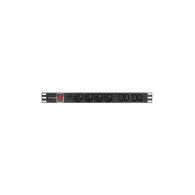 Listwa zasilająca Rack PDU Lanberg PDU-04E04I-0200-BK - 1U, 4 gniazda "francuskie", 4 gniazda IEC C13, przewód 2m