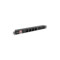 Listwa zasilająca Rack PDU Lanberg PDU-04E04I-0200-BK - 1U, 4 gniazda "francuskie", 4 gniazda IEC C13, przewód 2m