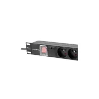 Listwa zasilająca Rack PDU Lanberg PDU-04E04I-0200-BK - 1U, 4 gniazda "francuskie", 4 gniazda IEC C13, przewód 2m