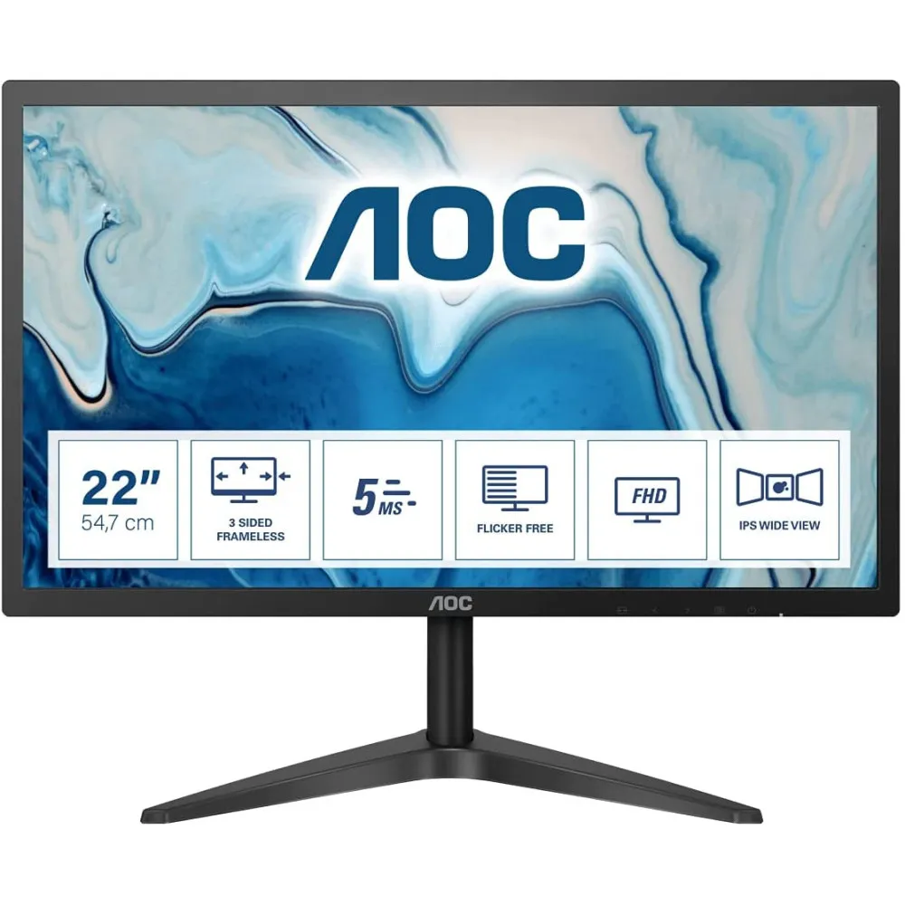Monitor AOC 22B1HS, 21,5", 1920x1080 (FHD), 60Hz, IPS, 5 ms, Czarny | Sklep ITnes.pl, IT for BUSINESS