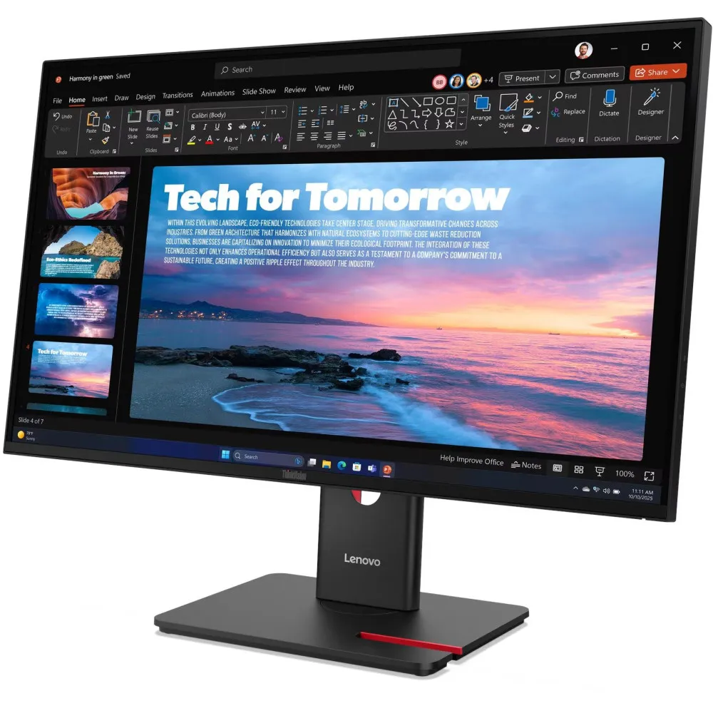 Zdjęcie produktu Monitor Lenovo ThinkVision T27QD-40 64AAZAT2EU - 27"/2560x1440 (QHD)/48Hz-120Hz/IPS/HDR/4 ms/pivot/kamera/USB-C/Czarny