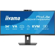 Monitor iiyama ProLite XCB3497WQSNPH-B1, 33,9", 3440x1440 (UWQHD), 120Hz, 21:9, zakrzywiony, VA, 0,4 ms, kamera, USB-C, Czarny |