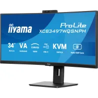 Monitor iiyama ProLite XCB3497WQSNPH-B1, 33,9", 3440x1440 (UWQHD), 120Hz, 21:9, zakrzywiony, VA, 0,4 ms, kamera, USB-C, Czarny |
