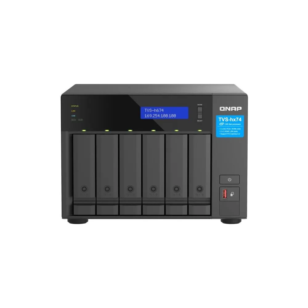 Serwer NAS QNAP Tower TVS-H674-I5-32G - Tower/Intel Core i5-12400/32 GB RAM/6 wnęk/2 x M.2/hot-swap/3 lata Carry-in