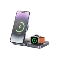 Ładowarka bezprzewodowa Unitek Qi2 Foldable 3-in-1 Charging Station P1300AGY01 - Szara