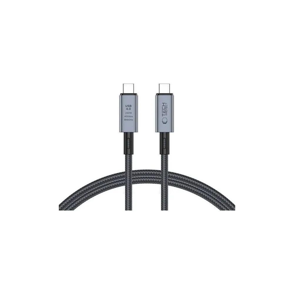 Kabel Tech-Protect USB-C 4.0 5906302308989, USB-C 4.0 8K|60Hz, 240W PDTB4, 40Gbps, 1m, Czarno-szary | Sklep ITnes.pl, IT for BUS