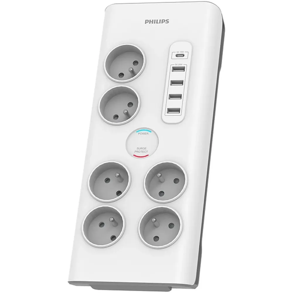 Listwa przeciwprzepięciowa Philips PHIL-SPN7060WA/60 - 6 gniazd, 2m, 1x USB-C, 4x USB-A, Biała Listwa przeciwprzepięciowa Philips PHIL-SPN7060WA/60 - 6 gniazd, 2m, 1x USB-C, 4x USB-A, Biała