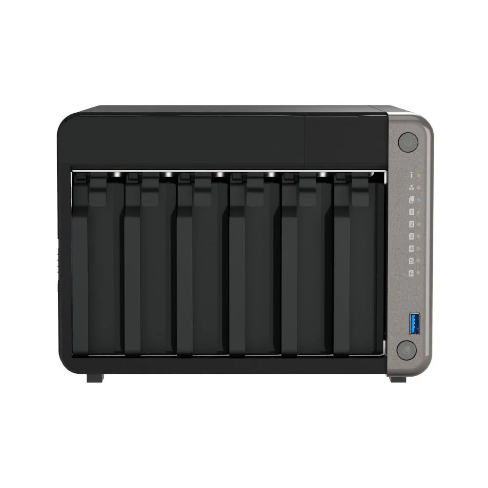 Serwer NAS QNAP Tower TS-AI642-LIM1 - Tower/8-core ARM Cortex 64-bit Processor ( 4-core Cortex-A76 2.2 GHz + 4-core Cortex-A55 1.8 GHz )/8 GB RAM/18 TB/6 wnęk/3CI - zdjęcie