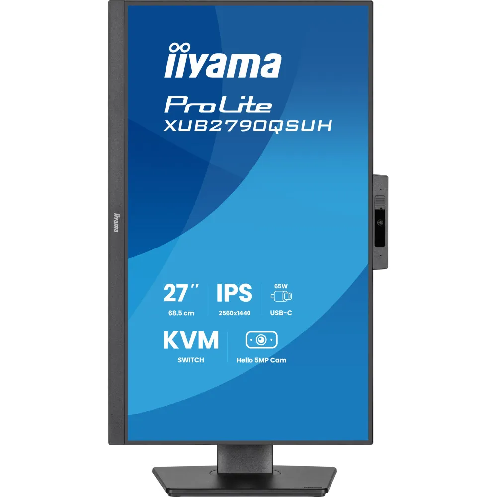 Monitor iiyama ProLite XUB2790QSUH-B2 - 27"/2560x1440 (QHD)/100Hz/IPS/0,4 ms/pivot/kamera/Czarny