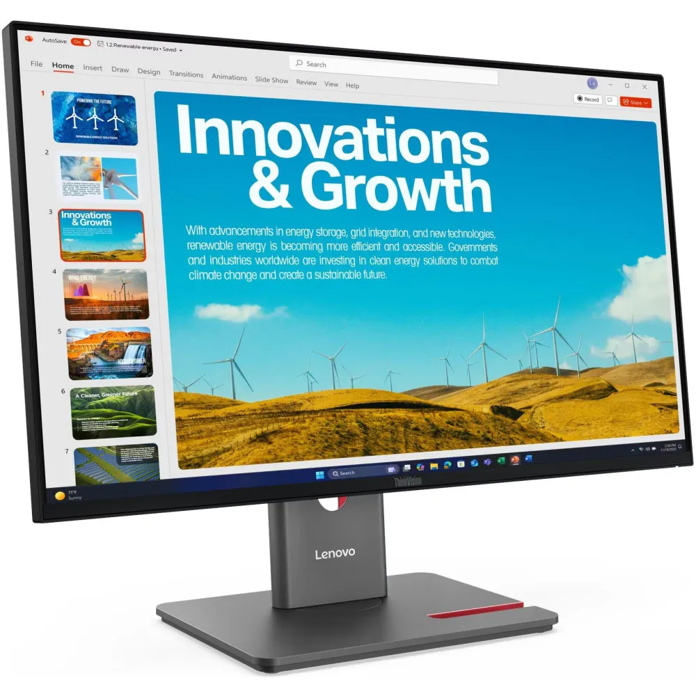 Monitor Lenovo ThinkVision P24QD-40 64B1GAT1EU - 23,8"/2560x1440 (QHD)/48Hz-120Hz/IPS/HDR/4 ms/pivot/USB-C/Czarny