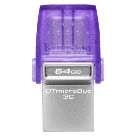 Pendrive Kingston DataTraveler MicroDuo 3C G3 64GB USB-A/USB-C DTDUO3CG3/64GB - Kolor srebrny, filetowy