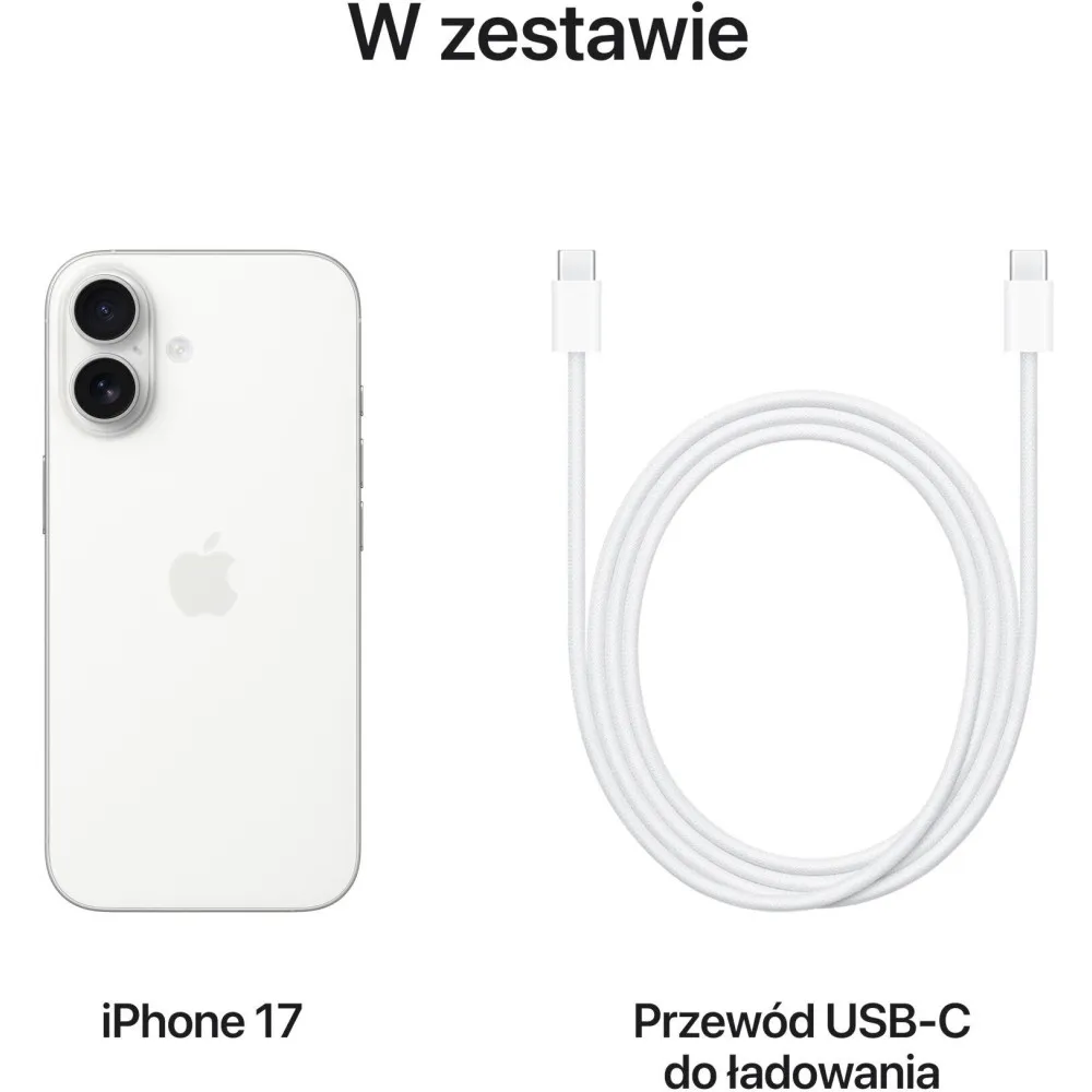 Smartfon Apple iPhone 17 MG6K4HX/A - A19/6,3" 2622x1206/256GB/RAM 8GB/5G/Biały/Aparat 48+18Mpix/iOS/1 rok Carry-in - zdjęcie