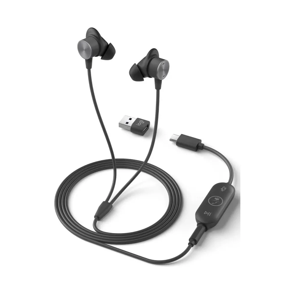 Słuchawki douszne Logitech Zone Wired Earbuds Teams 981-001009 - Czarne - 981-001009 | Sklep ITnes.pl - IT for BUSINESS