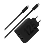 Ładowarka sieciowa Motorola TurboPower 125W Duo PG38C06632 - 2 x USB-C, kabel USB-C 2 m, Czarna