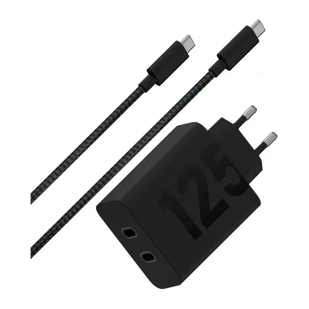 Ładowarka sieciowa Motorola TurboPower 125W Duo PG38C06632 - 2 x USB-C, kabel USB-C 2 m, Czarna
