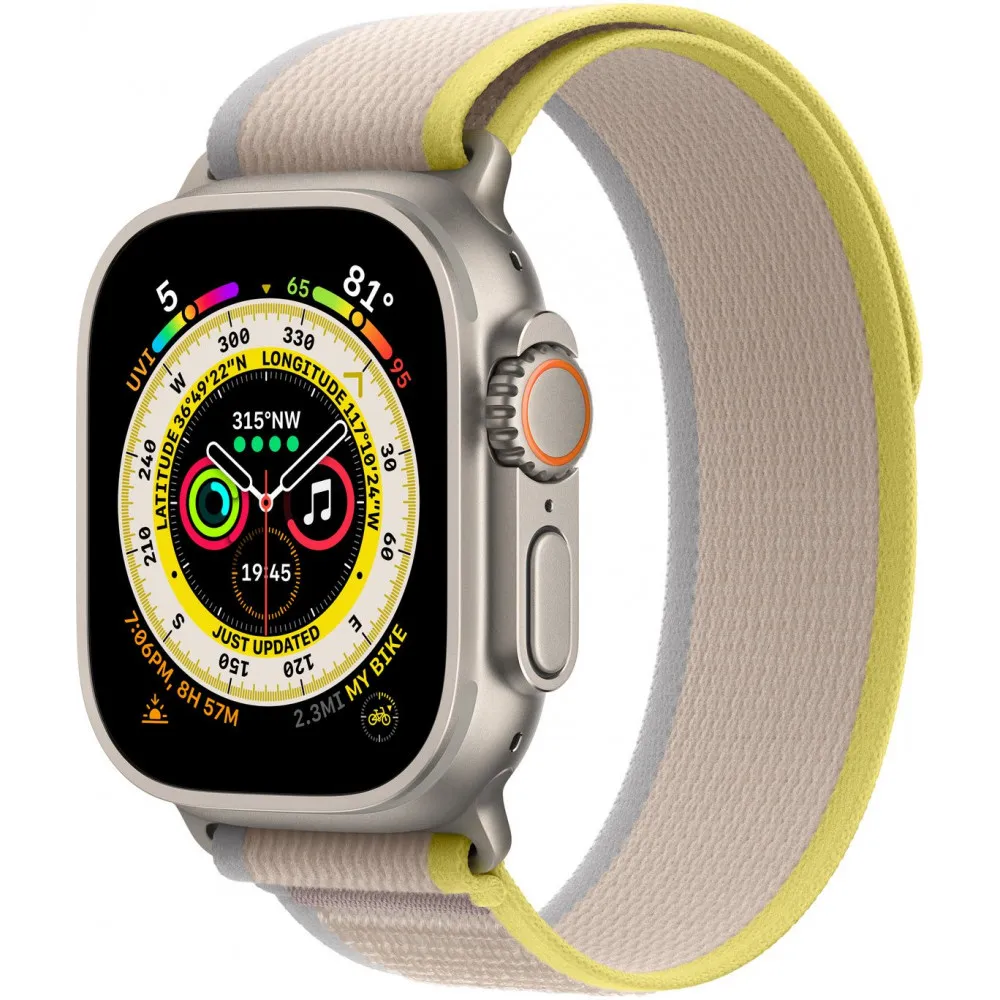 Smartwatch Apple Watch Ultra 49 mm GPS + Cellular tytan z opaską Trail w kolorze żółtym/beżowym - M/L - MQFU3WB/A | Sklep ITnes.pl - IT for BUSINESS