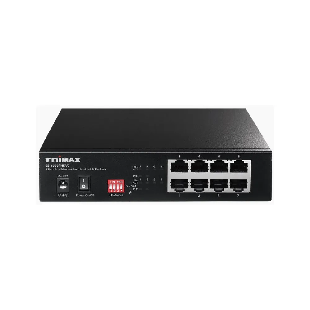 Switch niezarządzalny EDIMAX ES-1008PHE V2, 8x 10|100Mbps RJ45, PoE 60W Long range, przełącznik DIP | Sklep ITnes.pl, IT for BUS Switch niezarządzalny EDIMAX ES-1008PHE V2, 8x 10|100Mbps RJ45, PoE 60W Long range, przełącznik DIP | Sklep ITnes.pl, IT for BUS