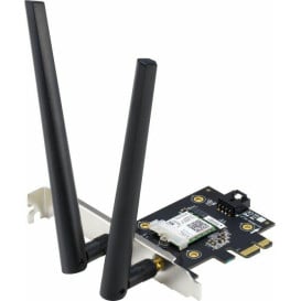 Karta sieciowa Wi-Fi ASUS PCE-AX3000 - standard AX3000, PCI-E, 2x RP-SMA, WPA3, Wi-Fi 6, 2 anteny zewnętrzne