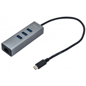 Hub i-tec USB-C Metal Gigabit Ethernet + USB 3.0 C31METALG3HUB - 3 porty, Kolor srebrny - zdjęcie 1