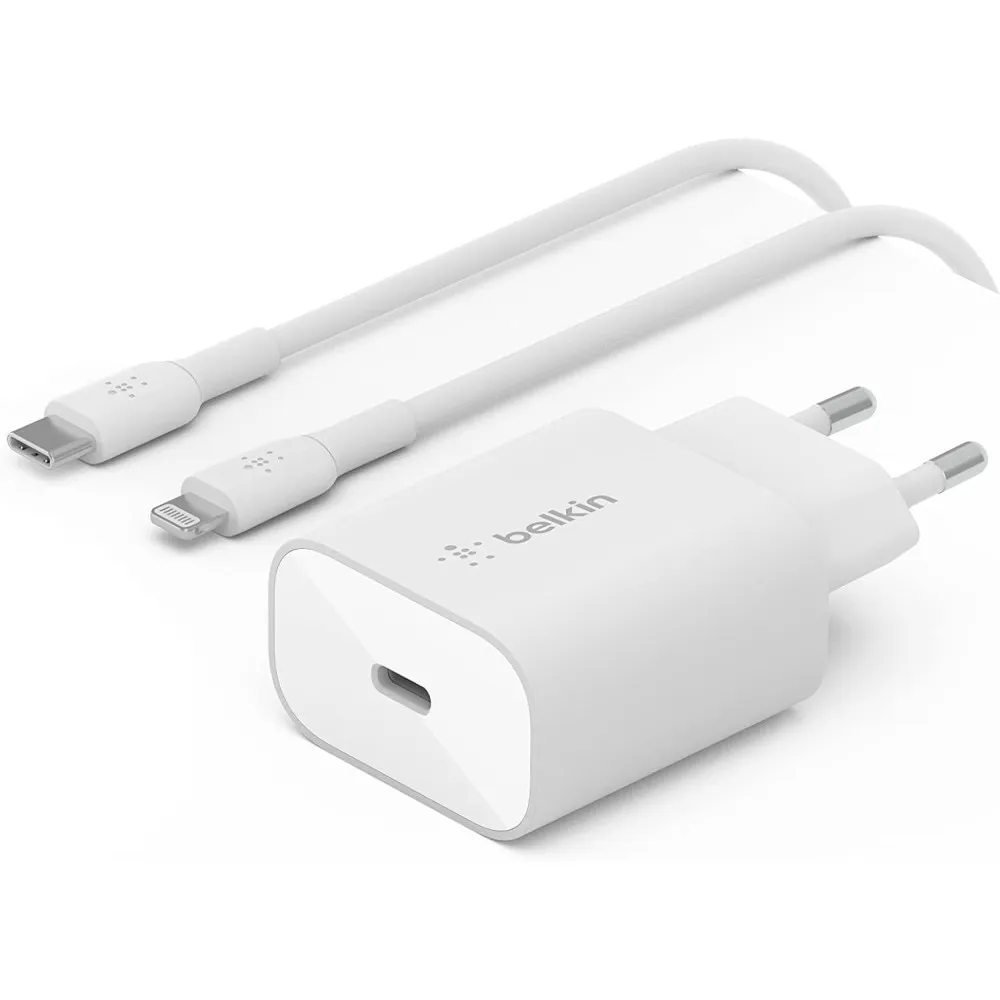 Ładowarka sieciowa Belkin BoostCharge 25W USB-C WCA004VF1MWH-B5 - Kabel USB-C do Lightning, Biała